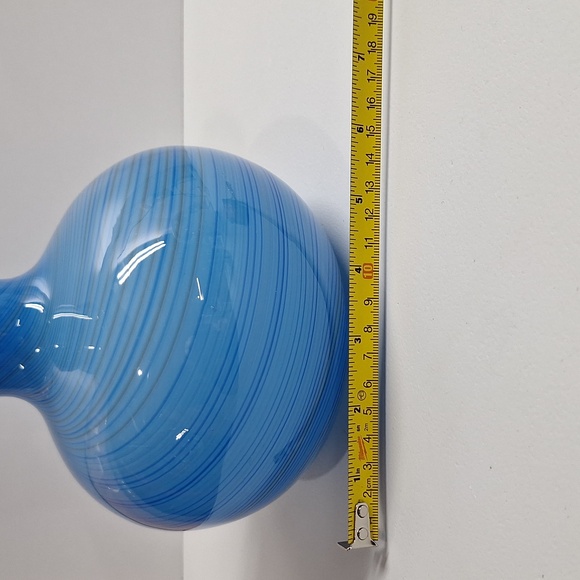 #AAN Brilliant Blue Pin Striped  swirl Glass Vase - Vintage Mid-Century - Picture 5 of 5